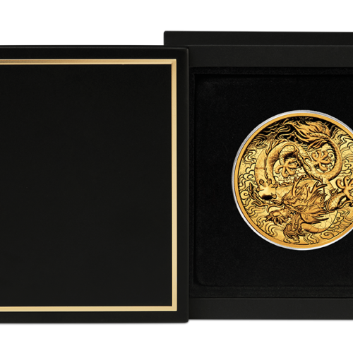 Thumbnail 2 troy ounce gouden munt mythen en legendes dragon 2021 Proof perspectief 6