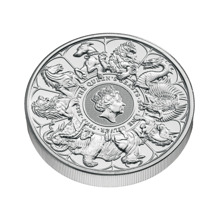 2 oz Queens Beasts Silver Coin 2021 angle 2