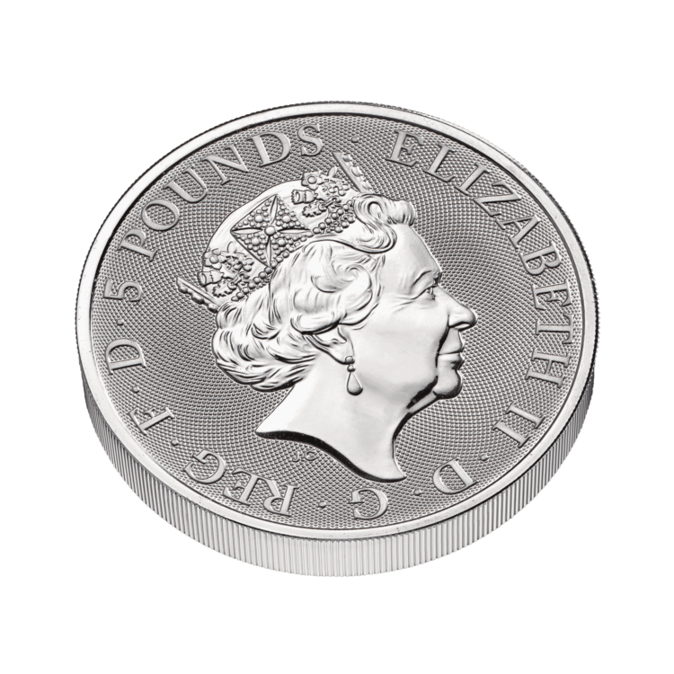 2 oz Queens Beasts Silver Coin 2021 angle 3