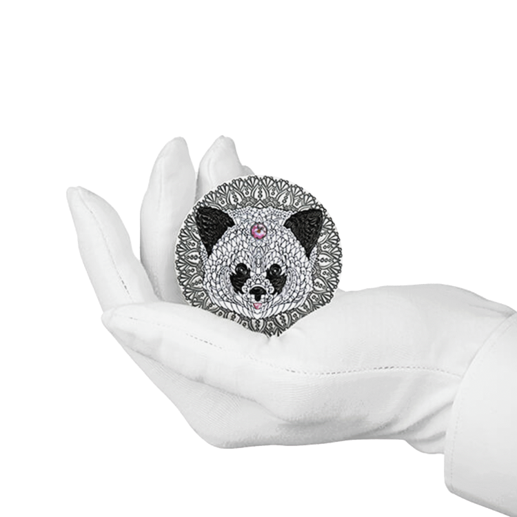 2 troy ounce zilveren munt Mandala panda 2021 perspectief 2