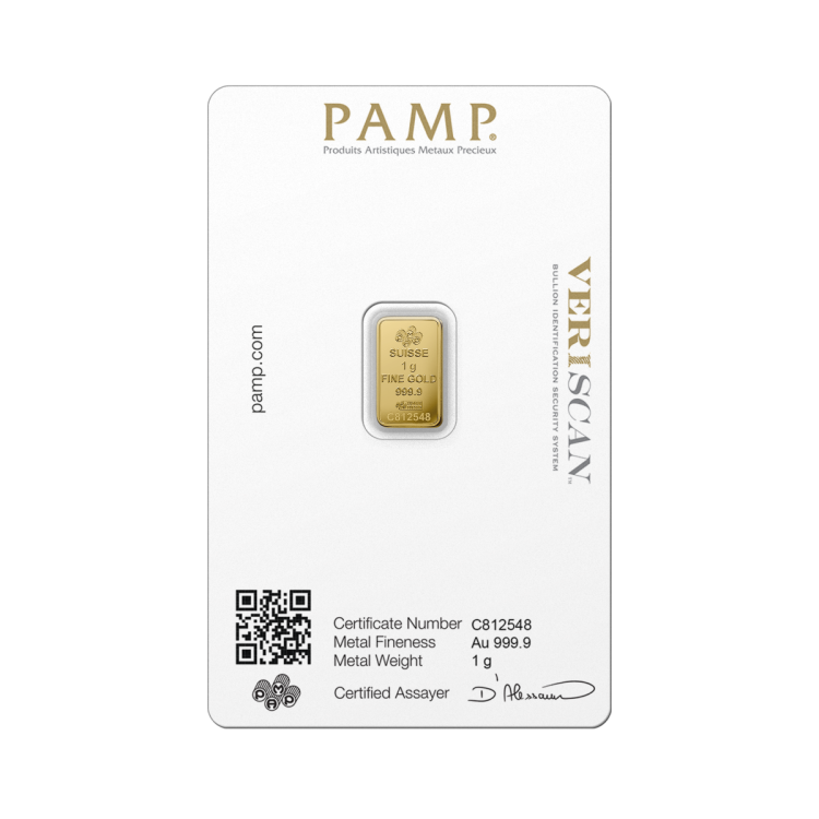 1g Pamp Suisse Goldbarren back
