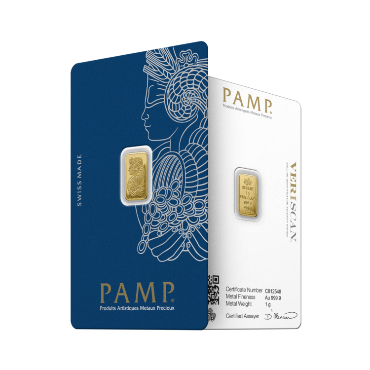 1g Pamp Suisse Goldbarren angle 3