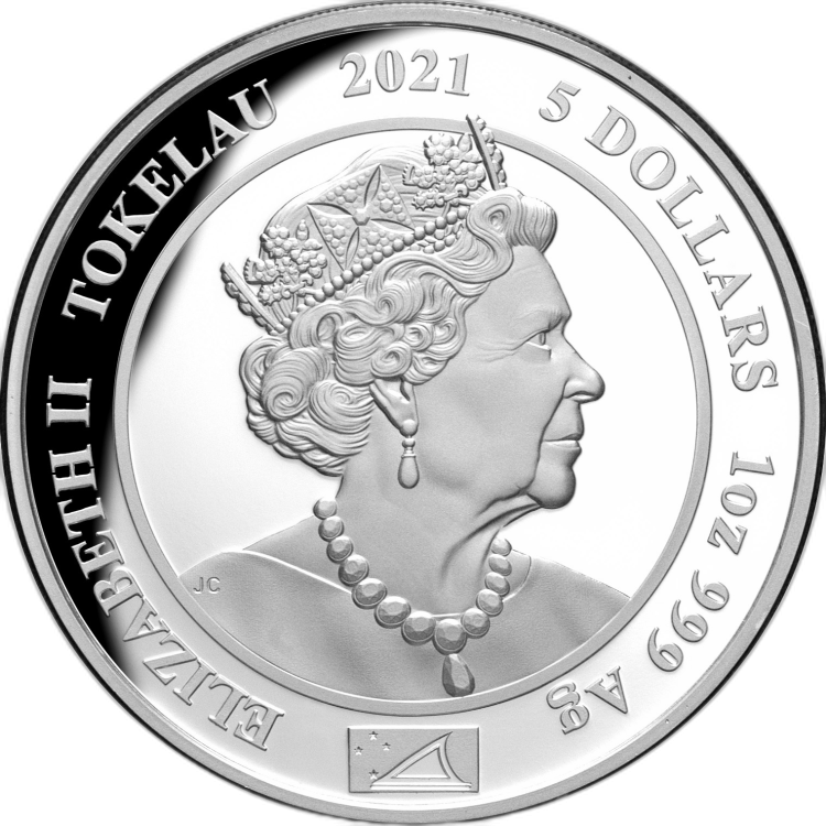 1 troy ounce silver coin Princess of Wales 2021 Proof angle 1