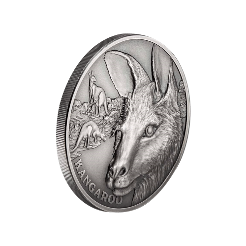 Thumbnail 1 troy ounce zilveren munt Up close kangaroo 2021 perspectief 1