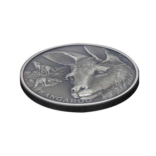 Thumbnail 1 troy ounce zilveren munt Up close kangaroo 2021 perspectief 2