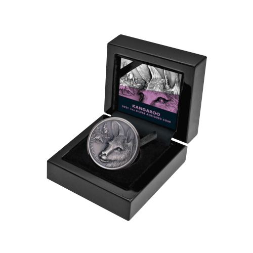 Thumbnail 1 troy ounce zilveren munt Up close kangaroo 2021 perspectief 3