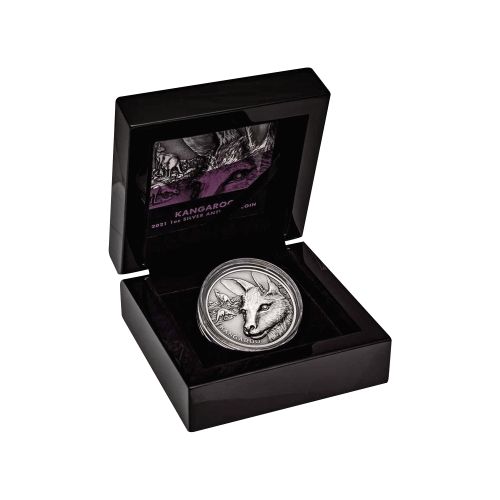 Thumbnail 1 troy ounce zilveren munt Up close kangaroo 2021 perspectief 4