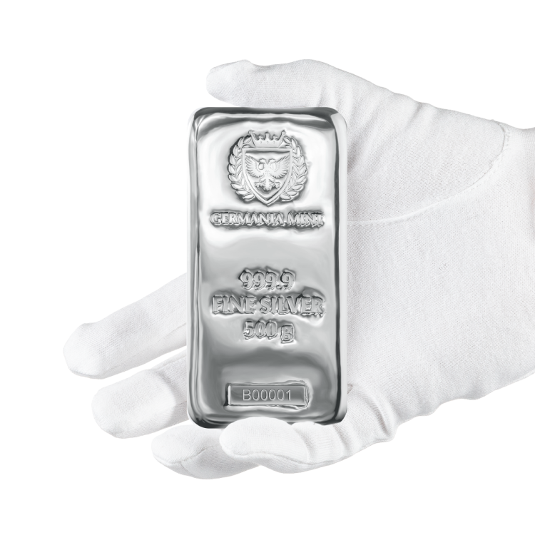 500g Germania Mint Lingote de Plata angle 4