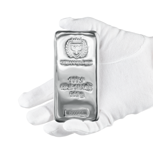 Thumbnail 500g Germania Mint Lingote de Plata angle 4