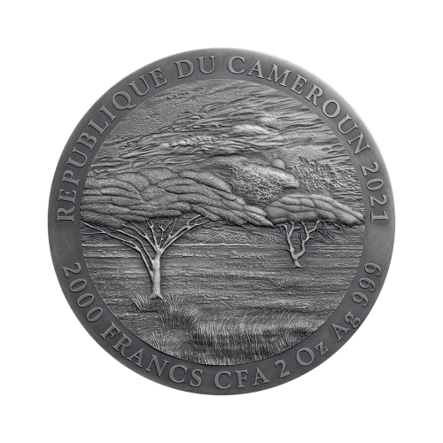 Thumbnail 2 troy ounce zilveren munt Berggorilla 2021 achterkant