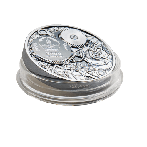 Thumbnail 3 troy ounce zilveren munt evolutie van het uurwerk - mechanische bij 2020 perspectief 2