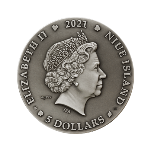 Thumbnail 2 troy ounce silver coin mask 2021 - antique finish back