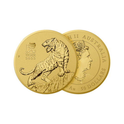 Thumbnail 1 oz Lunar Gouden Munt 2022 perspectief 1