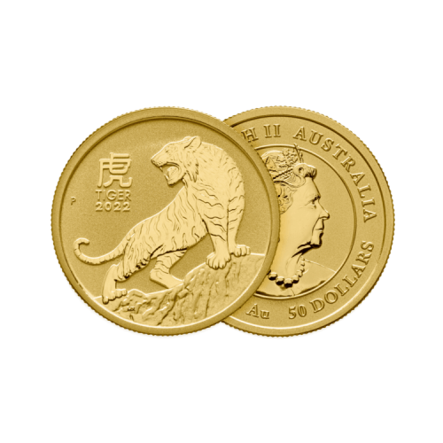Thumbnail 1/2 oz Lunar Gouden Munt 2022 perspectief 1