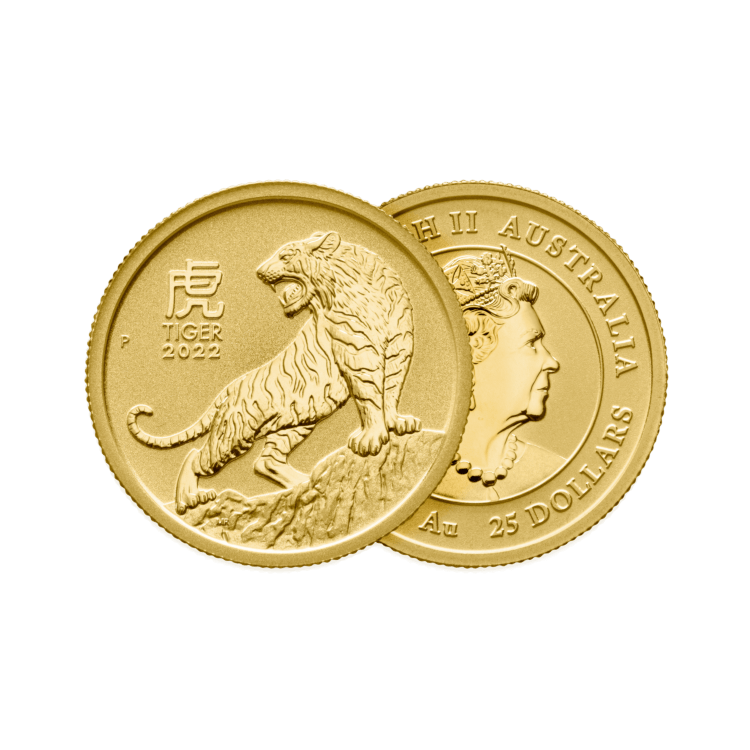 1/4 oz Lunar Gold Coin 2022 angle 1