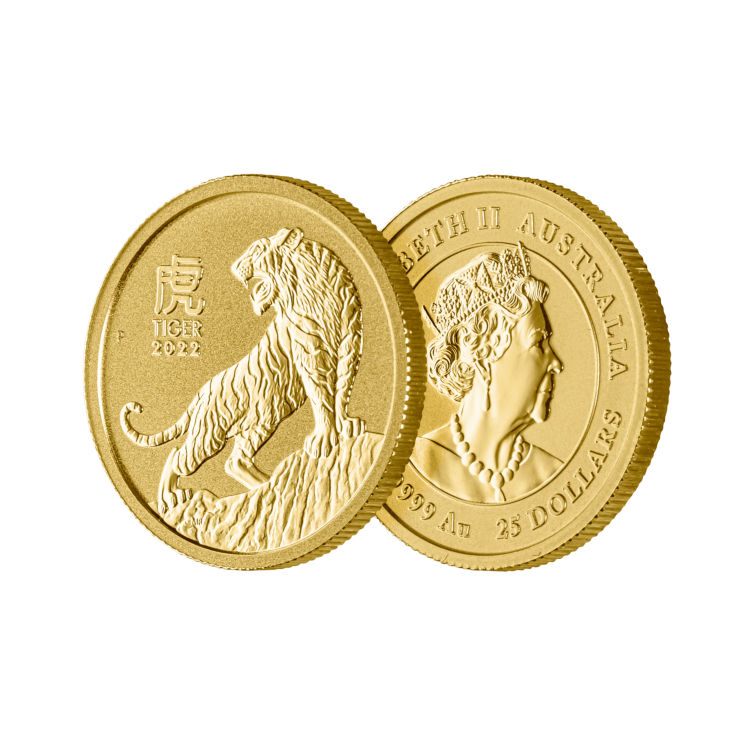 1/4 oz Lunar Gold Coin 2022 angle 2