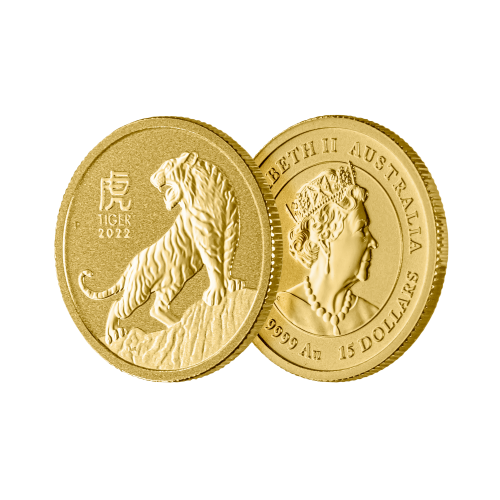 Thumbnail 1/10 oz Lunar Gouden Munt 2022 perspectief 2
