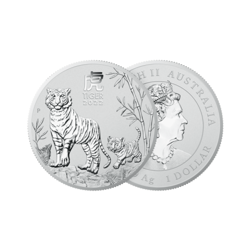 Thumbnail 1 oz Lunar Zilveren Munt 2022 perspectief 1