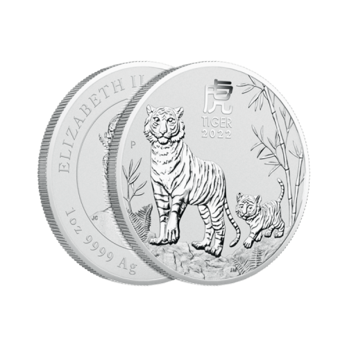 Thumbnail 1 oz Lunar Zilveren Munt 2022 perspectief 2