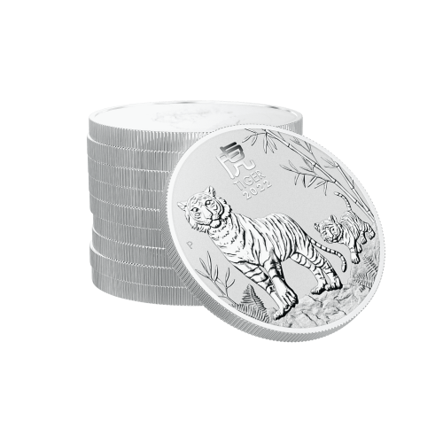 Thumbnail 1 oz Lunar Zilveren Munt 2022 perspectief 3