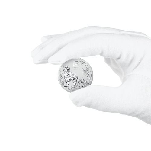 Thumbnail 1 oz Lunar Zilveren Munt 2022 perspectief 4