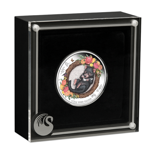 Thumbnail 1/2 troy ounce zilveren munt Tasmaanse duivel - Dromen down under 2021 Proof perspectief 1