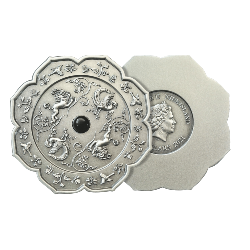 Thumbnail 2 troy ounce zilveren munt Ancient Mirror Art 2021 perspectief 1