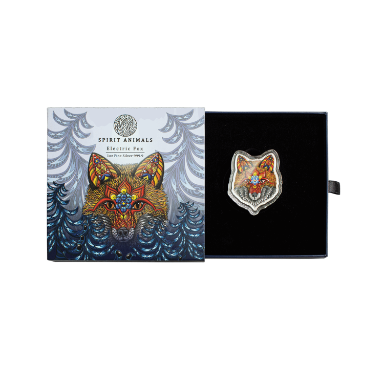 1 troy ounce zilveren munt electric fox 2021 perspectief 2