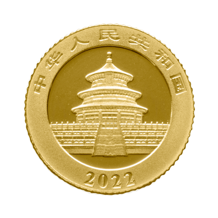 1g Panda Gouden Munt 2022 achterkant