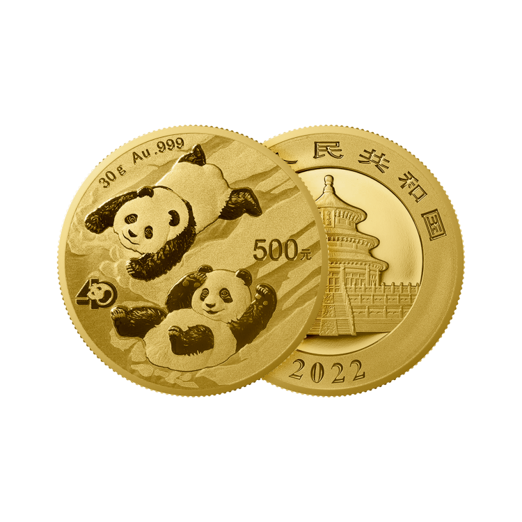 30g Panda Gouden Munt 2022 perspectief 1