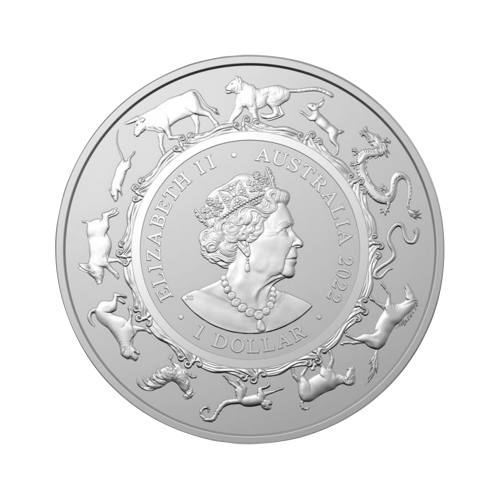 Thumbnail 1 oz Lunar Zilveren Munt 2022 achterkant