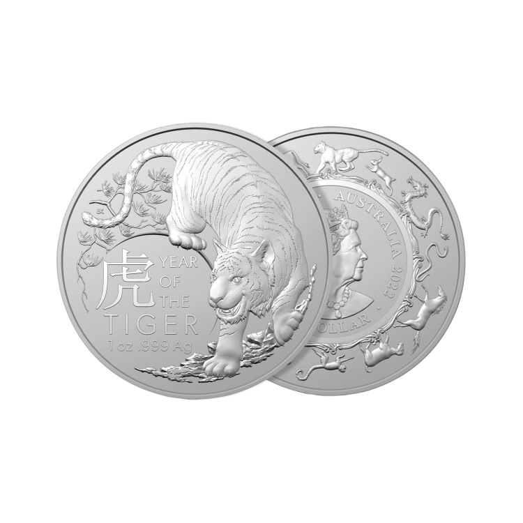 1 oz Lunar Zilveren Munt 2022 perspectief 1