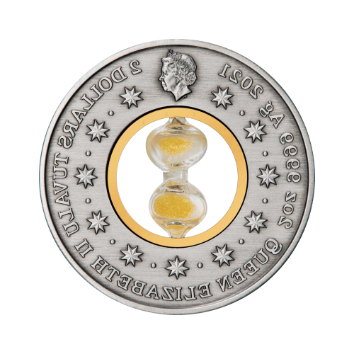 Thumbnail 2 troy ounce zilveren munt zandloper 2021 achterkant