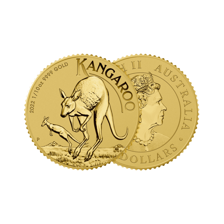 1/10 oz Kangaroo Gouden Munt 2022 perspectief 1