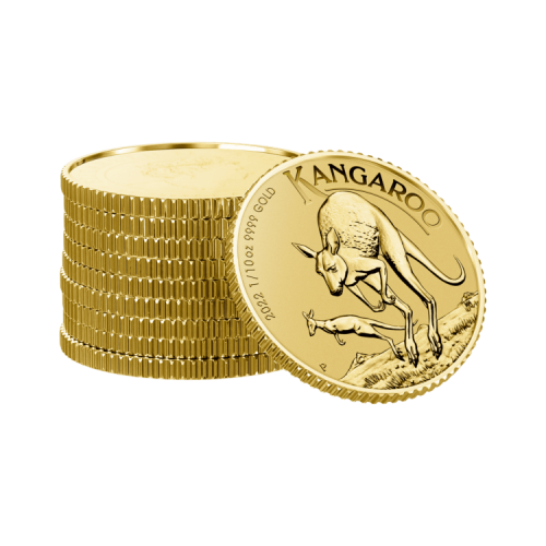 Thumbnail 1/10 oz Kangaroo Gouden Munt 2022 perspectief 2