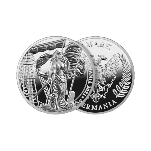 Thumbnail 1 oz Germania Zilveren Munt 2021 perspectief 1