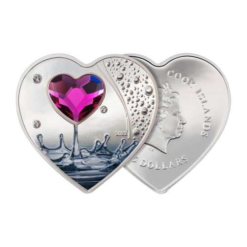 Thumbnail Zilveren munt harten briljante liefde 2022 Proof perspectief 3