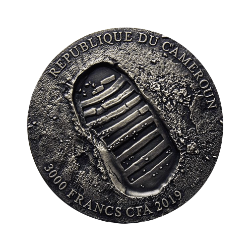Thumbnail 3 Troy ounce zilveren Apollo-11 Eerste stap op de maan munt 2019 achterkant