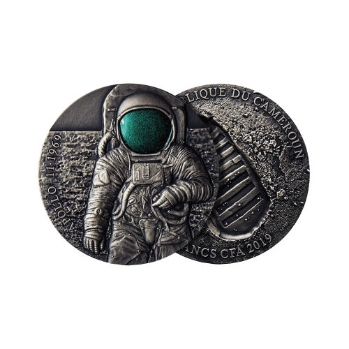 Thumbnail 3 Troy ounce zilveren Apollo-11 Eerste stap op de maan munt 2019 perspectief 2