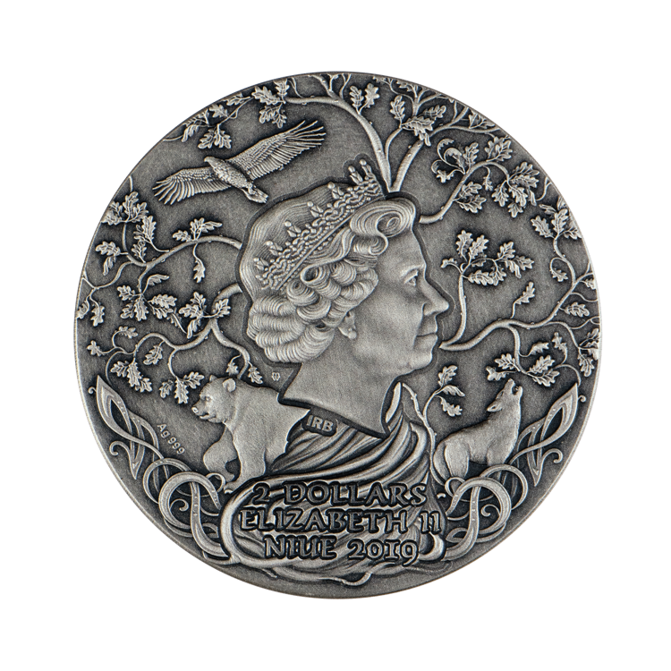 2 Troy ounce zilveren Svetovid munt 2019 achterkant