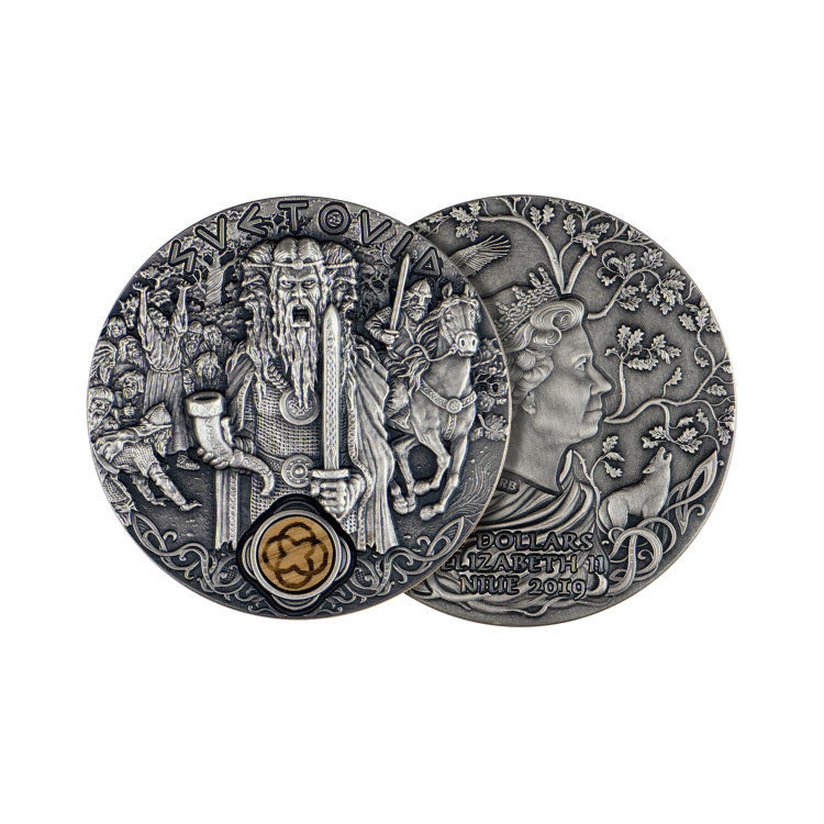2 Troy ounce zilveren Svetovid munt 2019 perspectief 2