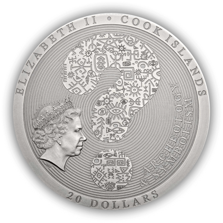 3 Troy ounce zilveren de Azteekse kalendersteen munt 2018 achterkant