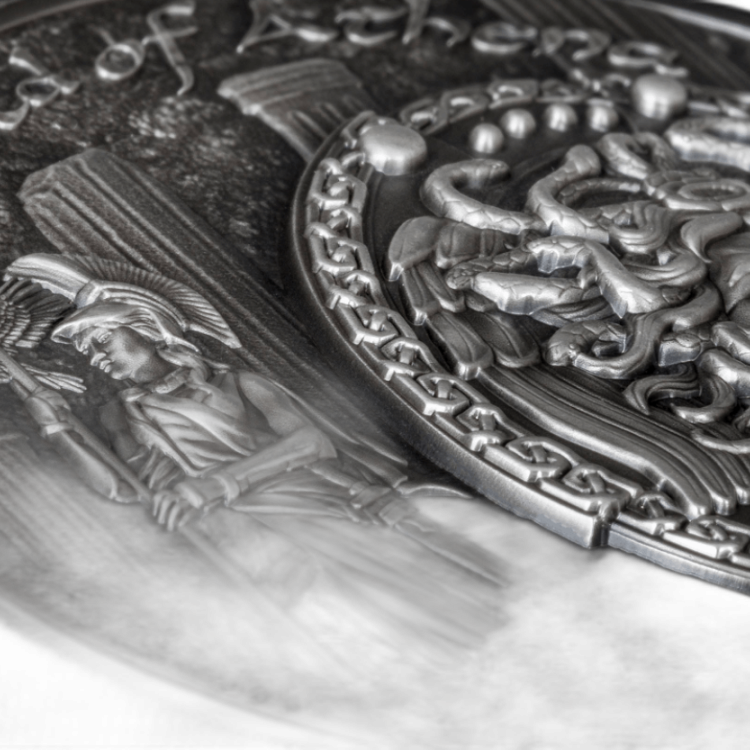 2 Troy ounce zilveren Schild van Athena munt 2018 achterkant