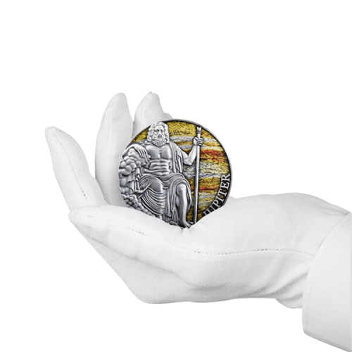 Thumbnail 3 troy ounce zilveren munt Jupiter 2021 - Antieke afwerking perspectief 2