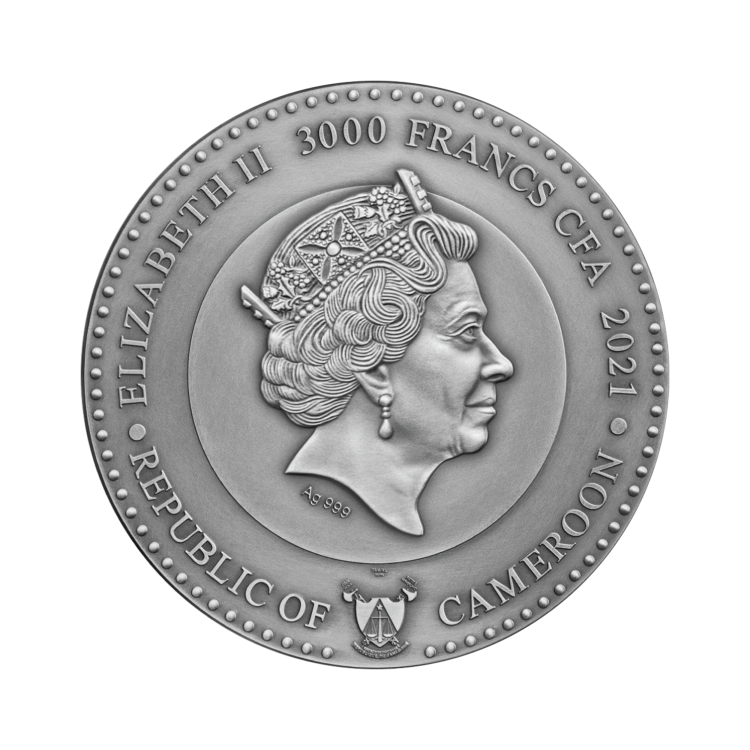 3 troy ounce silver coin Venus 2021 - Antique finish back
