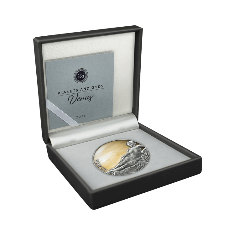3 troy ounce silver coin Venus 2021 - Antique finish angle 4
