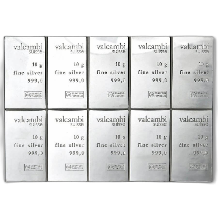 100g Valcambi Silver Bar angle 1