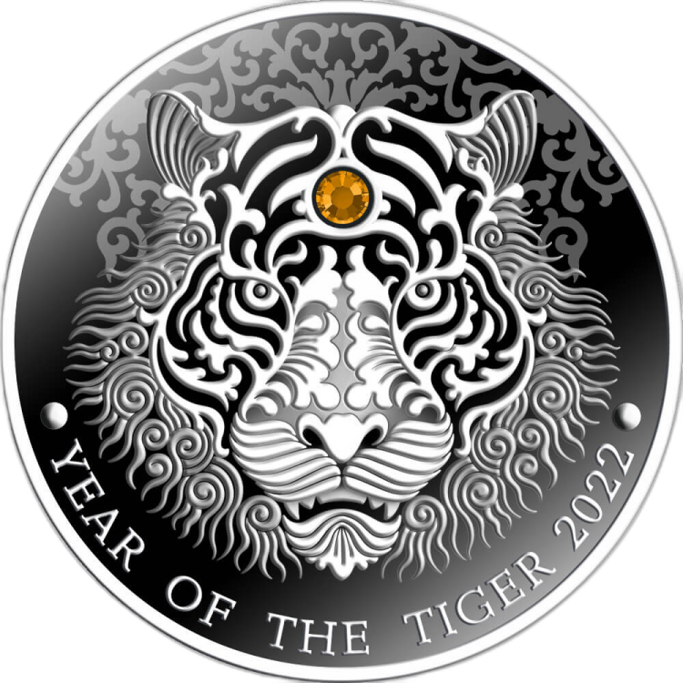 1/2 troy ounce zilveren munt jaar van de tijger 2022 Proof achterkant