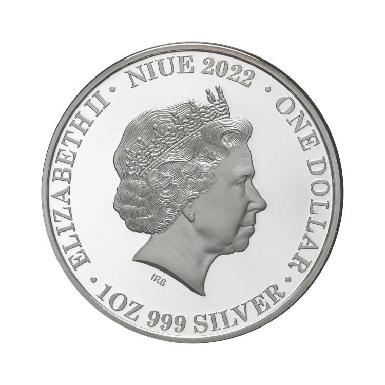 1 oz Lunar Zilveren Munt 2022 achterkant