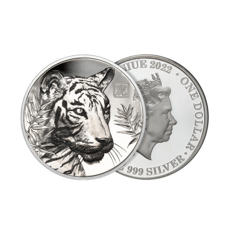 1 oz Lunar Zilveren Munt 2022 perspectief 1